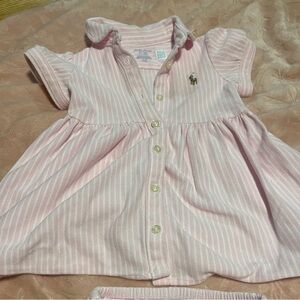 2 for 15$ ❤️ Ralph Lauren Pink Striped Baby Dress with Bloomers